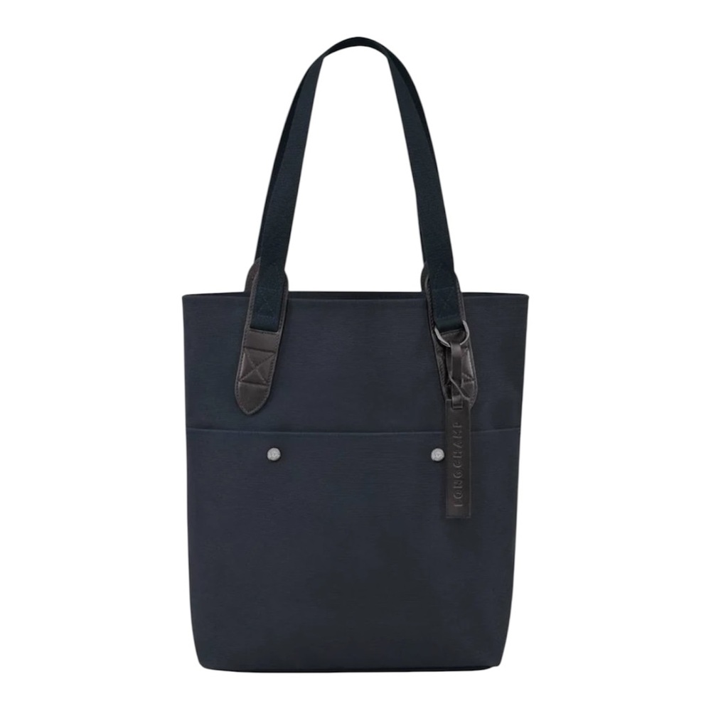 Longchamp Gavin Navy Canvas Open Top Tote Bag